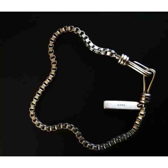 New Small Sterling Silver Box Chain Men's Bracelet - Picture 4 of 8